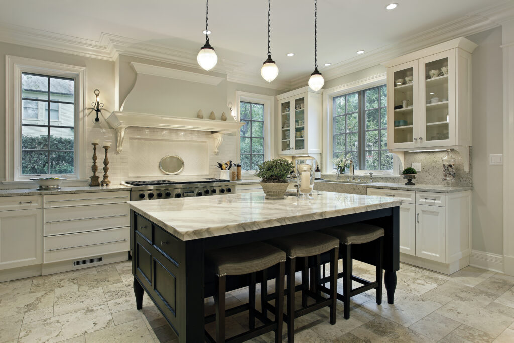 Kitchen in modern home with granite countertops